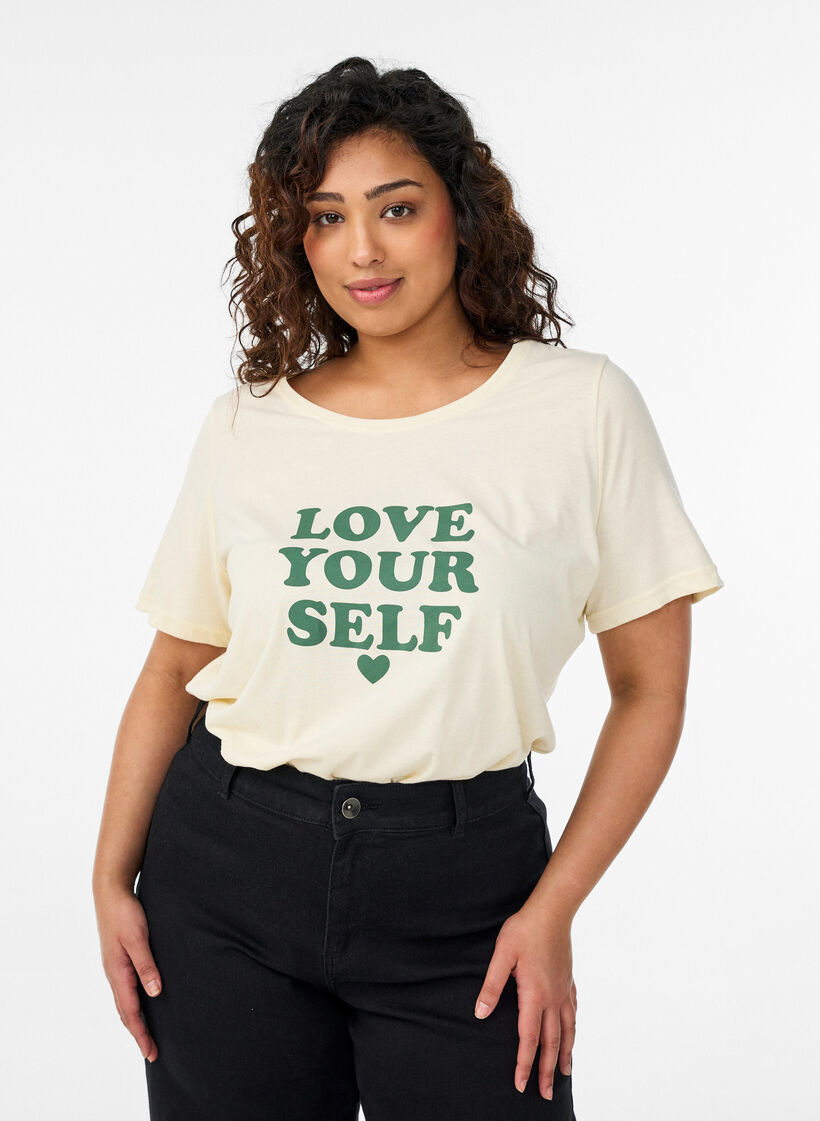 T-shirt med tryck, Gul, Model image number 0