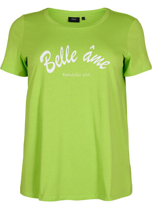 T-shirt i bomull med tryck, Lime Green w. Bella, Packshot image number 0