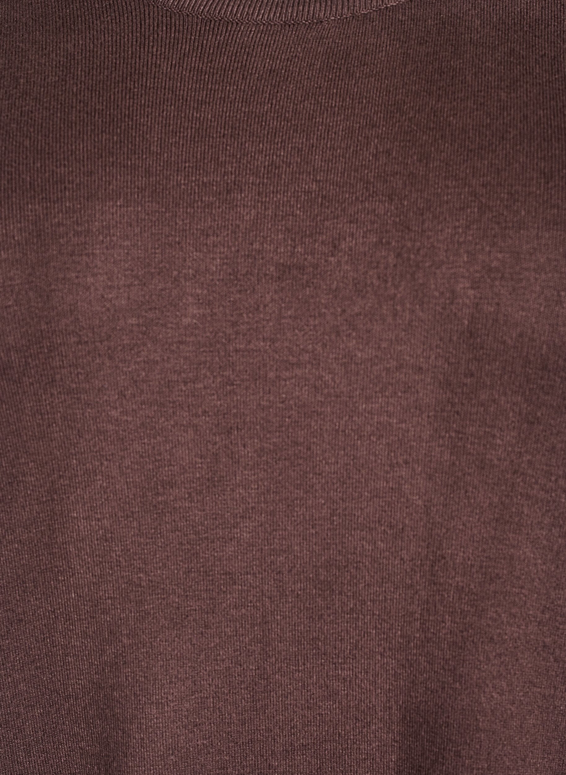 Zizzi Kn&auml;l&aring;ng stickad kl&auml;nning med korta &auml;rmar, Brun, Packshot image number 2