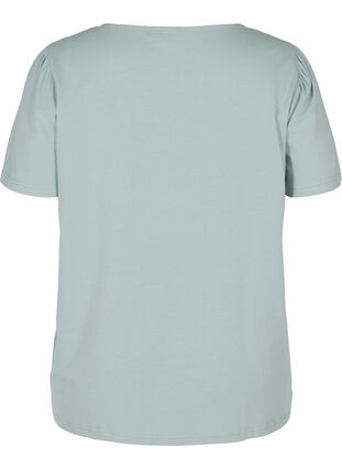 Kortärmad t-shirt med spetsdetaljer, Silver Blue, Packshot image number 1