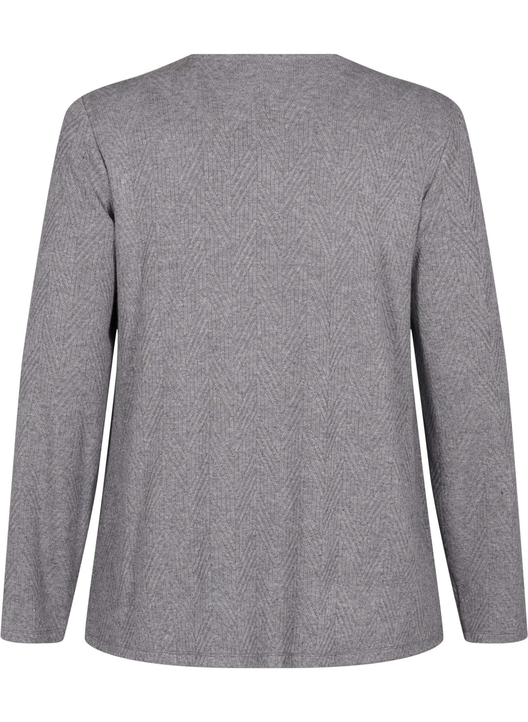 Zizzi M&ouml;nstrad blus med l&aring;nga &auml;rmar, Gr&aring;, Packshot image number 1