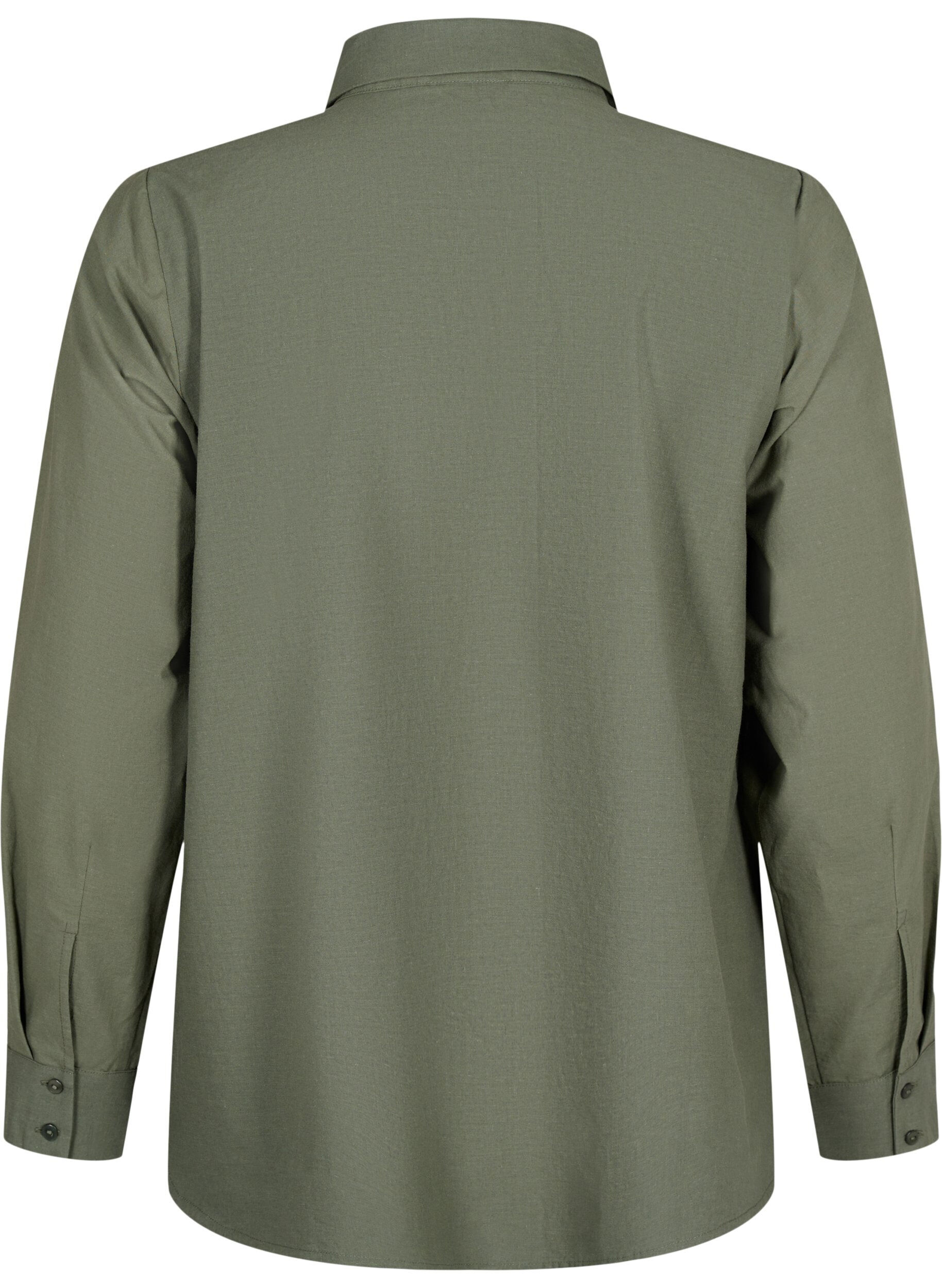 Zizzi Bomullsskjorta med broderi anglaise, Thyme, Packshot image number 1