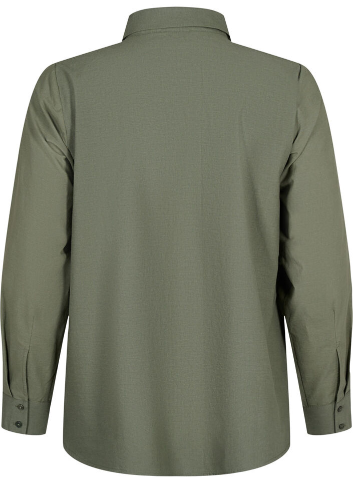 Bomullsskjorta med broderi anglaise, Thyme, Packshot image number 1