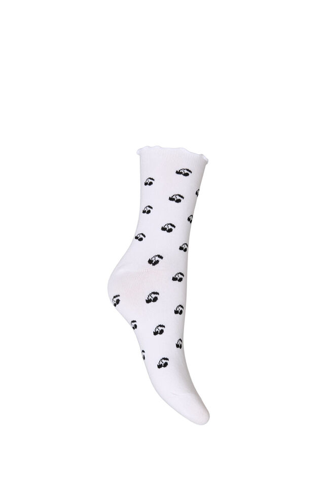 Strumpor i bomull med m&ouml;nster, Vit, Packshot image number 1