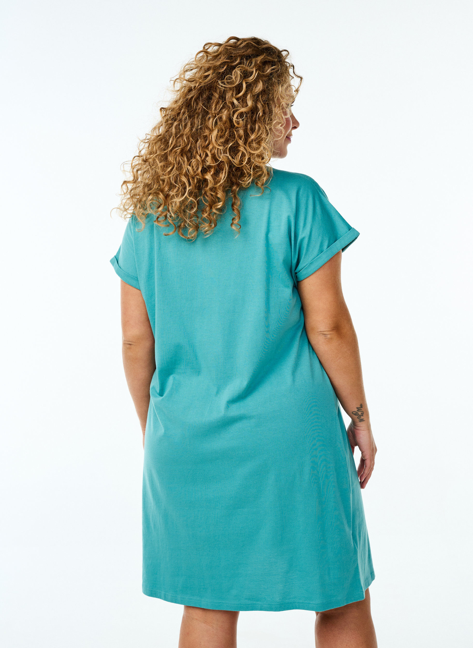 Zizzi2-pack t-shirtkl&auml;nningar med korta &auml;rmar, Bl&aring;, Model image number 2