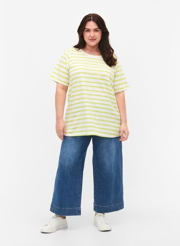 Randig t-shirt i bomull, Wild Lime Stripes, Model image number 2
