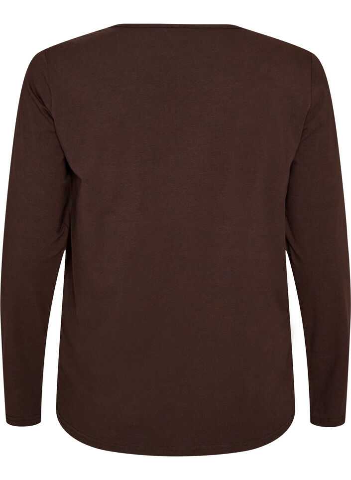 Pyjamastopp i bomull med hj&auml;rtm&ouml;nster, Brun, Packshot image number 1