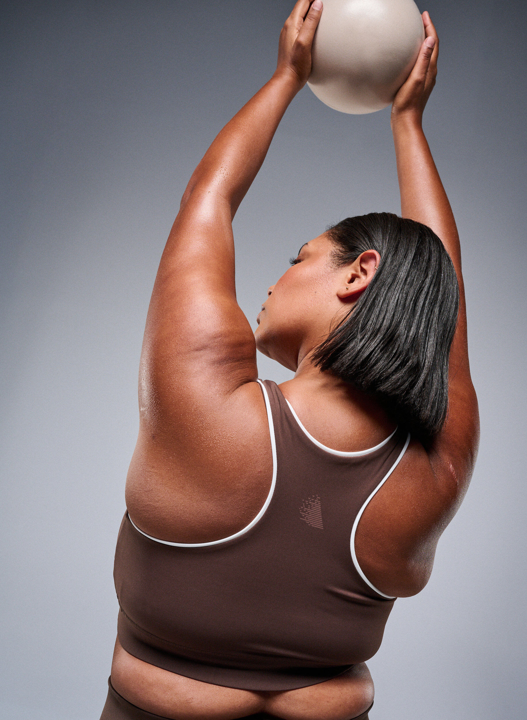 Zizzi Sport-BH med racerback och kontrastpiping, Brun, Image image number 0