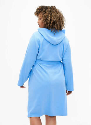 Morgonrock med blixtlås och huva, Della Robbia Blue, Model image number 1