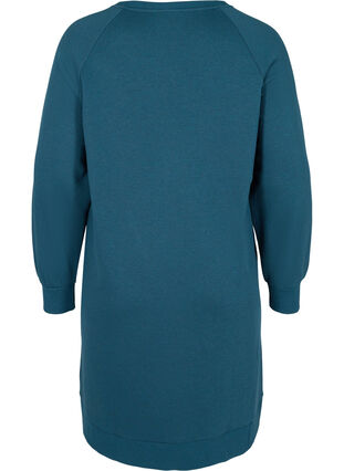 Sweatklänning med fickor och slits, Majolica Blue Mel., Packshot image number 1