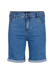 Åtsittande jeansshorts med hög midja, Blue Denim