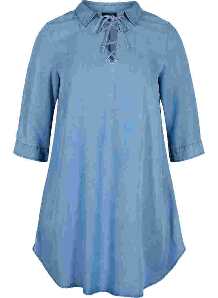 Tunika med 3/4-ärmar, Blue denim, Packshot image number 0