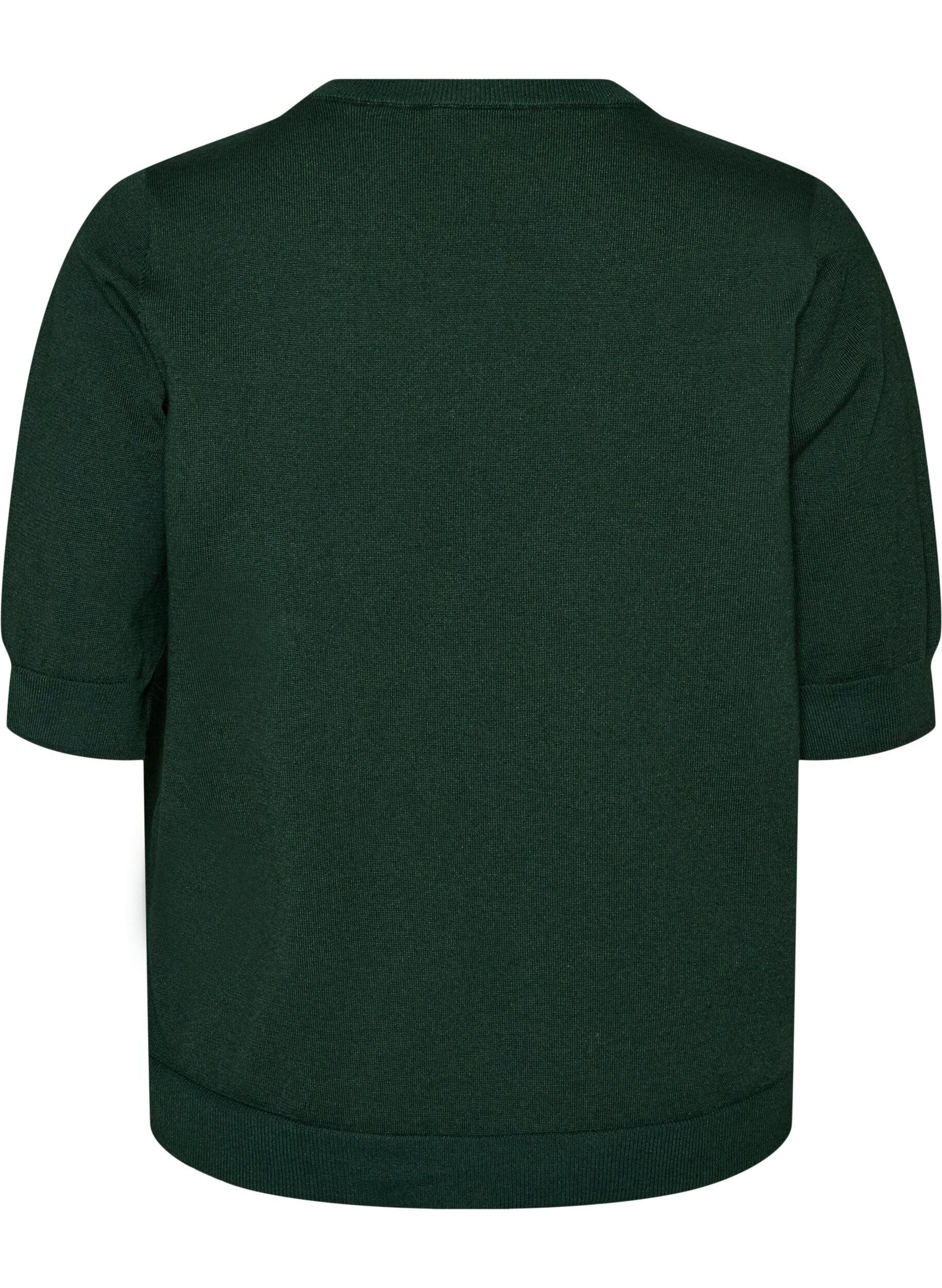 ZizziFinstickad blus med korta &auml;rmar, Gr&ouml;n, Packshot image number 1