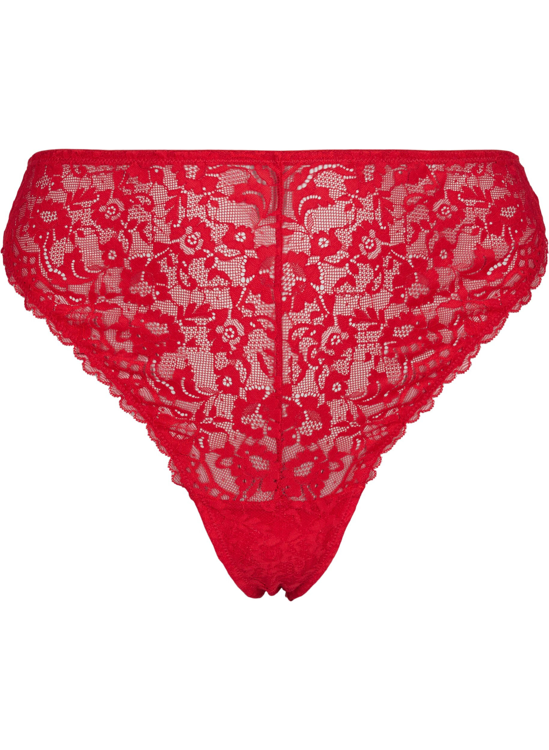 Zizzi G-string i spets med normalh&ouml;g midja, Red Ass., Packshot image number 0