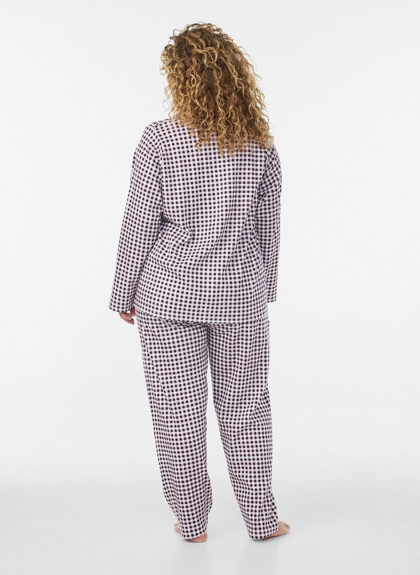 Pyjamasskjorta i bomull med br&ouml;stficka, R&ouml;d, Model image number 2