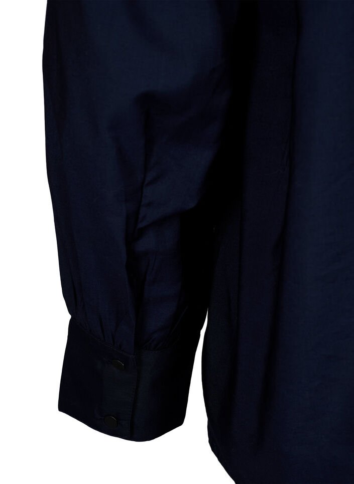 Viskosshirt blus med ruffles, Sky Captain, Packshot image number 3