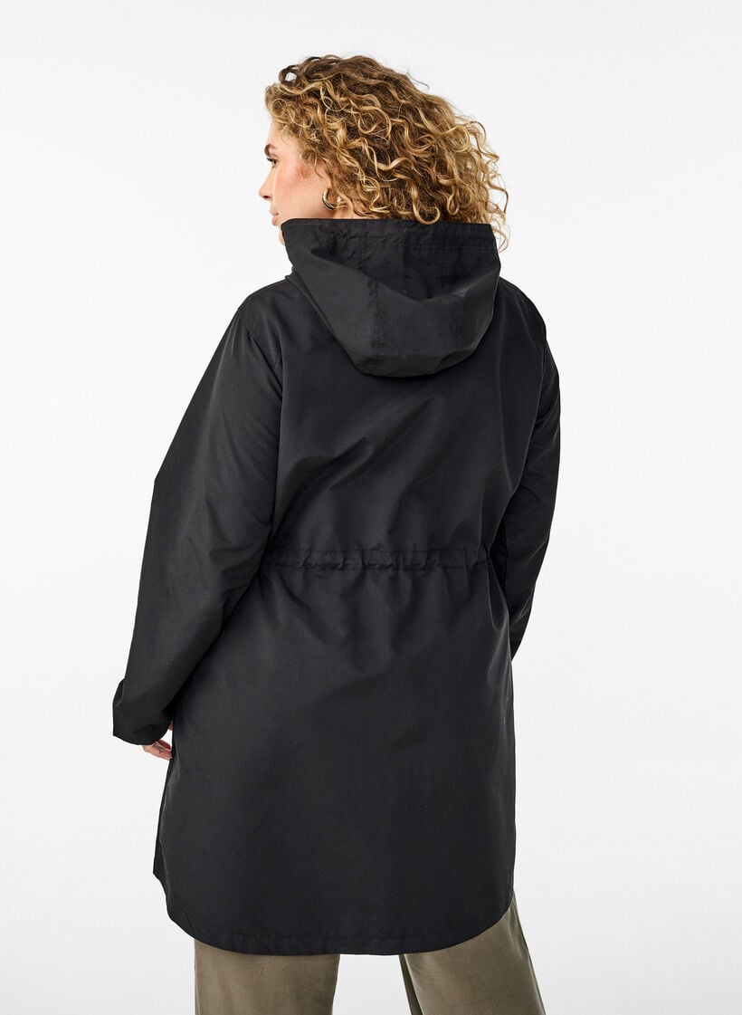 L&auml;ttviktig parkas med huva, Svart, Model image number 2