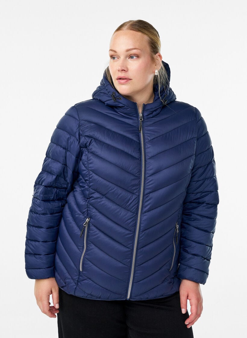 L&auml;ttviktsjacka med huva, Bl&aring;, Model image number 0