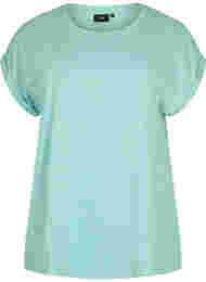 Melerad t-shirt med korta ärmar, Turquoise Mél