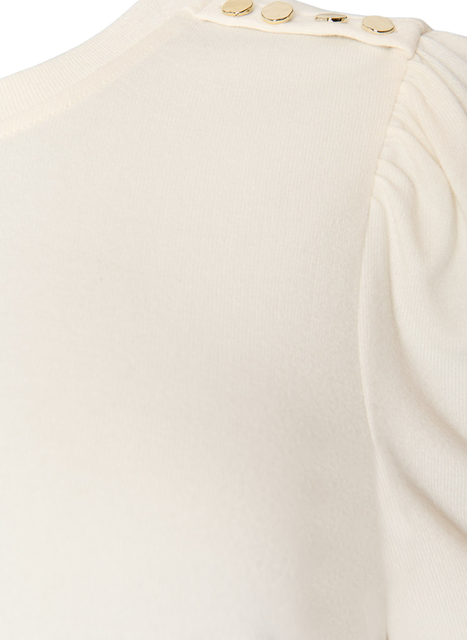 ZizziBlus med knappdetalj och korta puff&auml;rmar, Beige, Packshot image number 2
