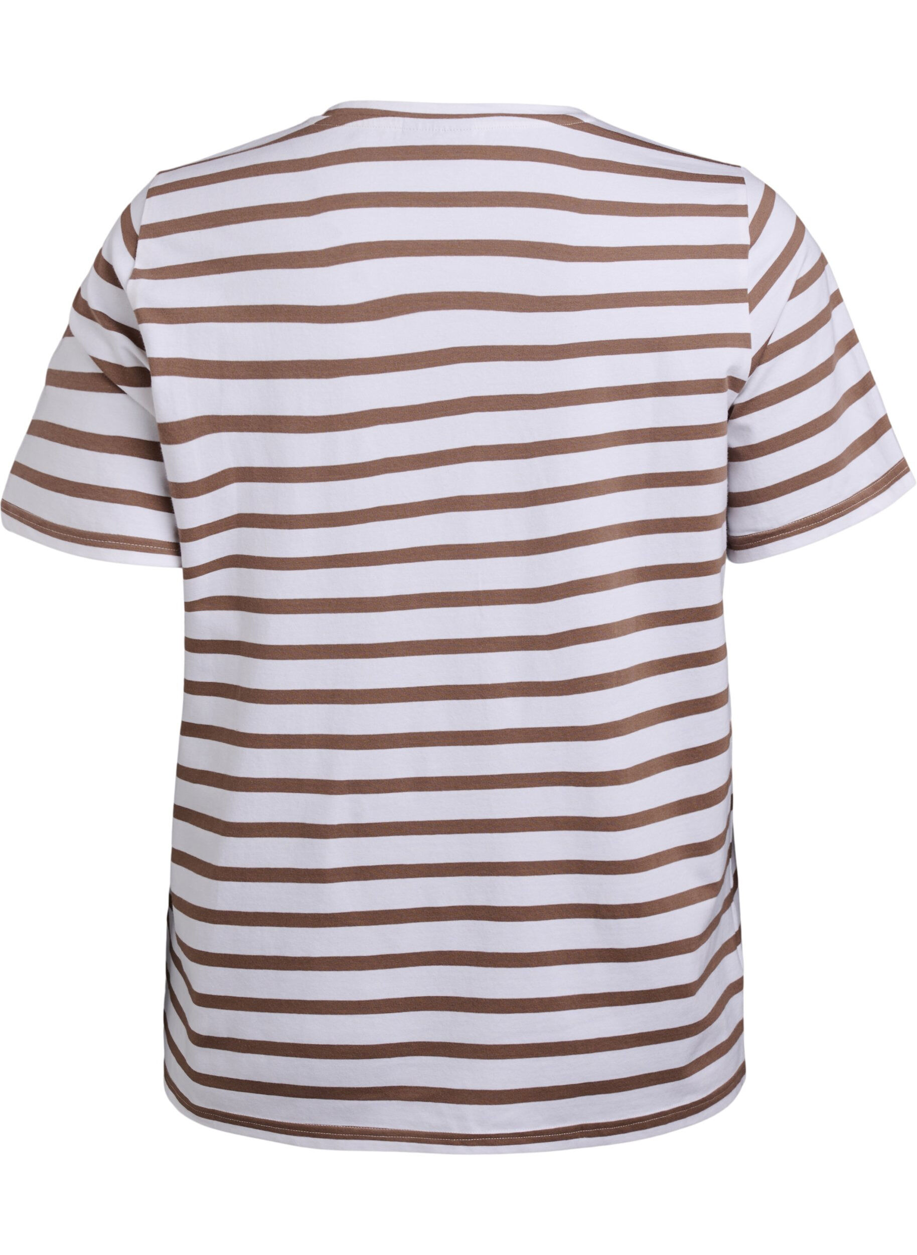 Zizzi Randig T-shirt i ekologisk bomull, Brun, Packshot image number 1
