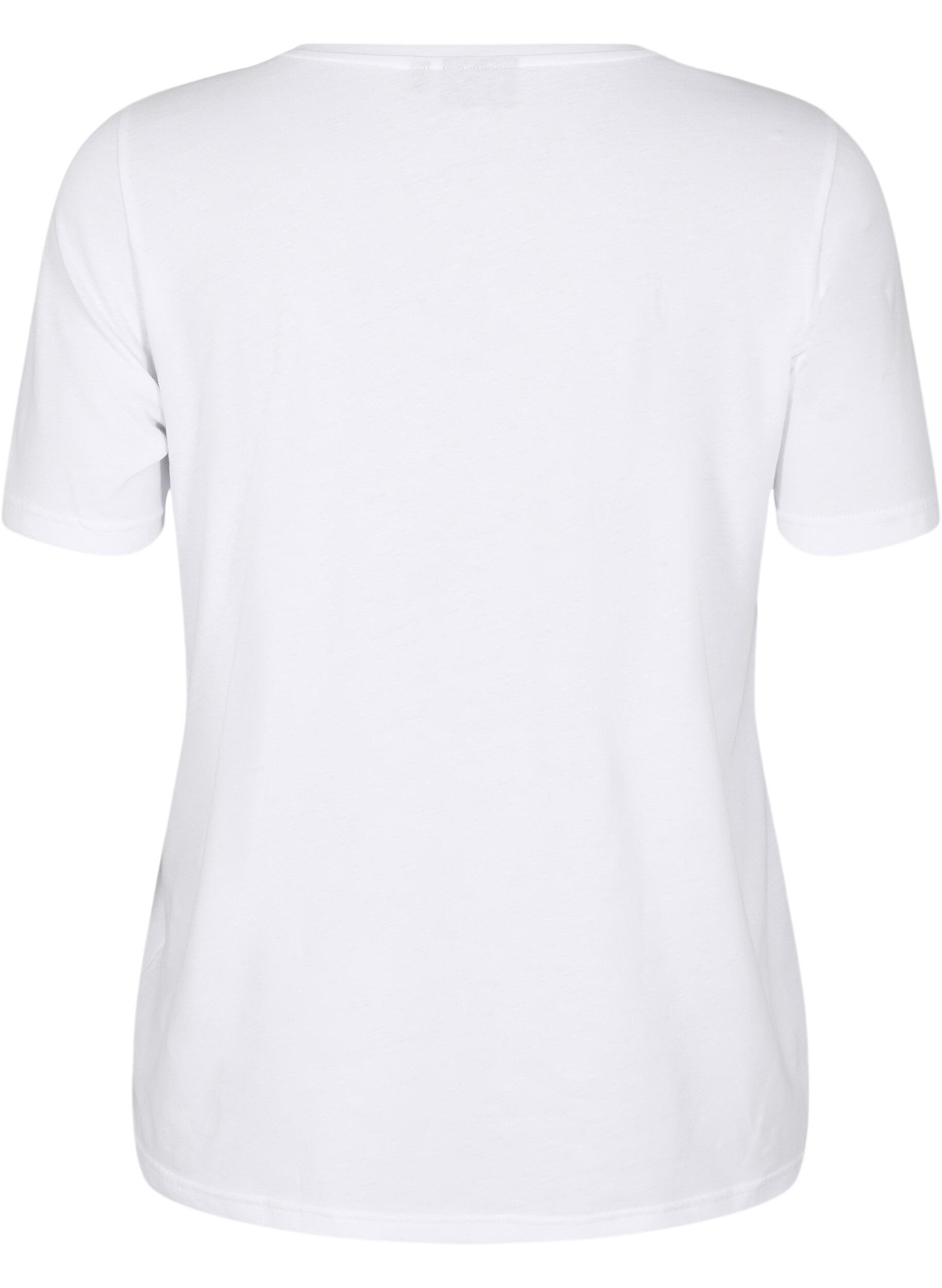 Zizzi FLASH - T-shirt med tryck, Vit, Packshot image number 1