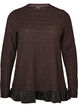 Strukturerad blus med volangkant, Brun, Packshot image number 0