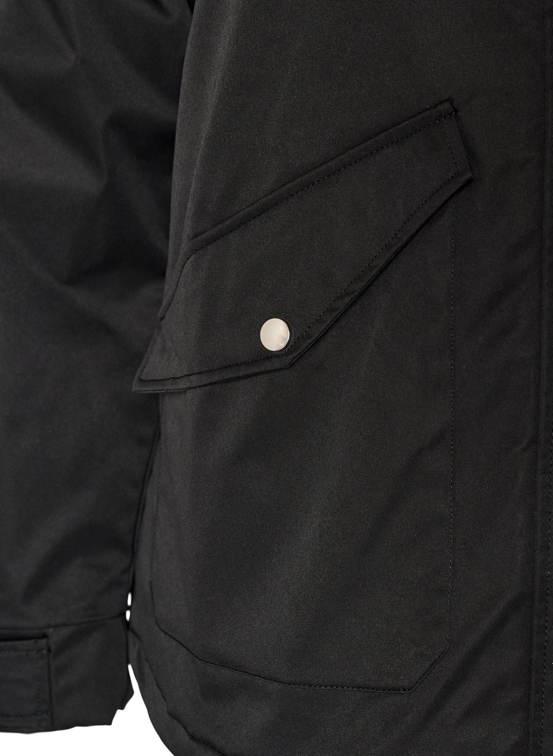 ZizziVadderad parkas med avtagbar huva, Svart, Packshot image number 3