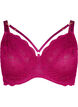 Heltäckande BH med spets och banddetaljer, Röd, Packshot image number 0