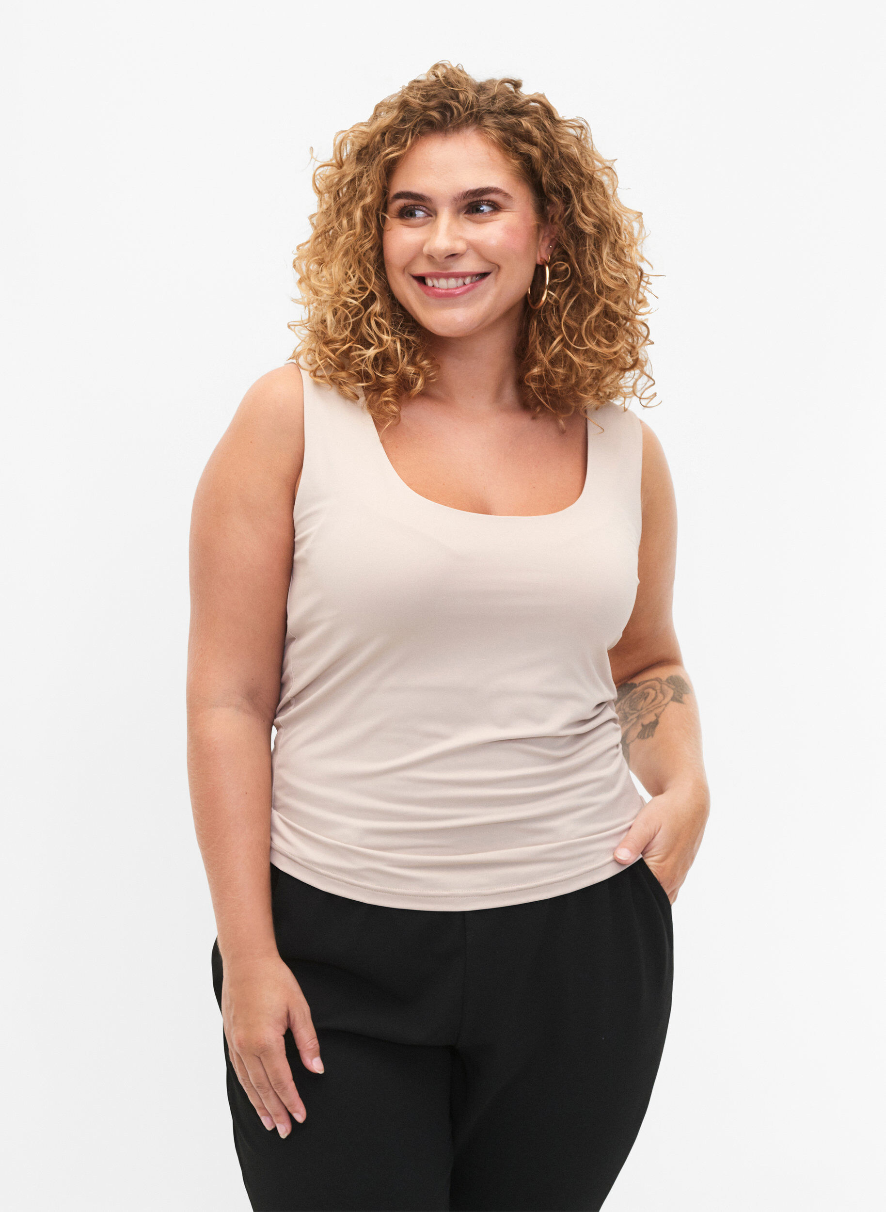 Zizzi Stretchig v&auml;ndbar topp, Silver Gray, Model image number 0