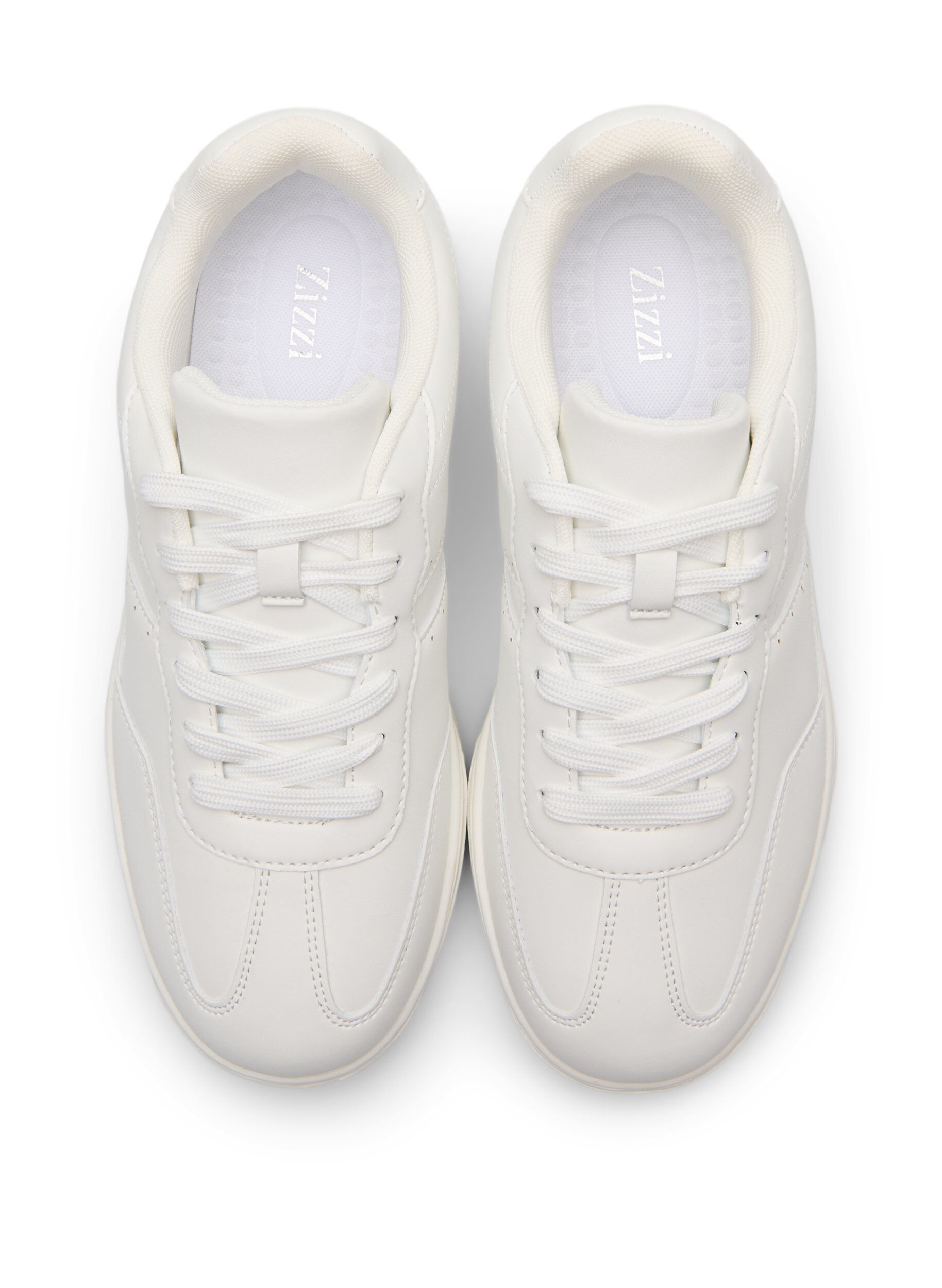 Zizzi Wide fit - Sneakers i l&auml;derimitation med s&ouml;mdetaljer, Vit, Packshot image number 2