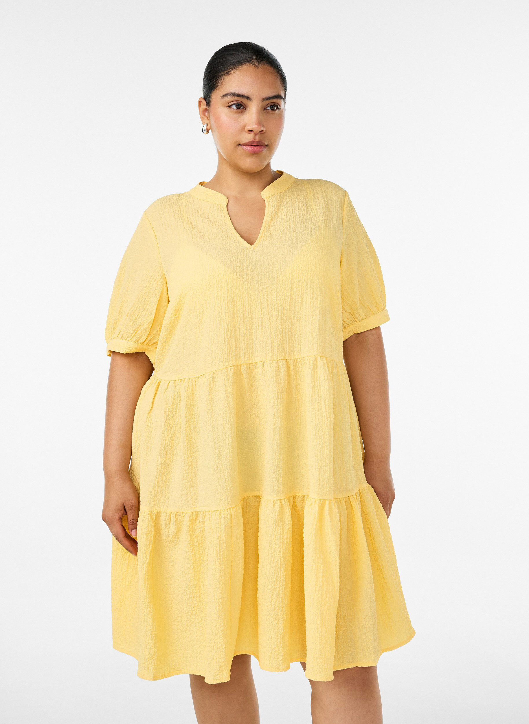 Kort a-linjeformad kl&auml;nning, Gul, Model