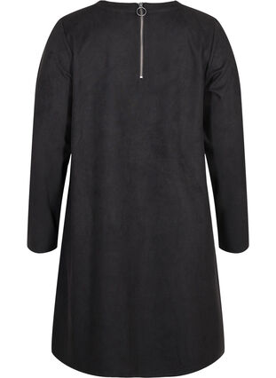 Enfärgad klänning med rund halsringning, Black, Packshot image number 1