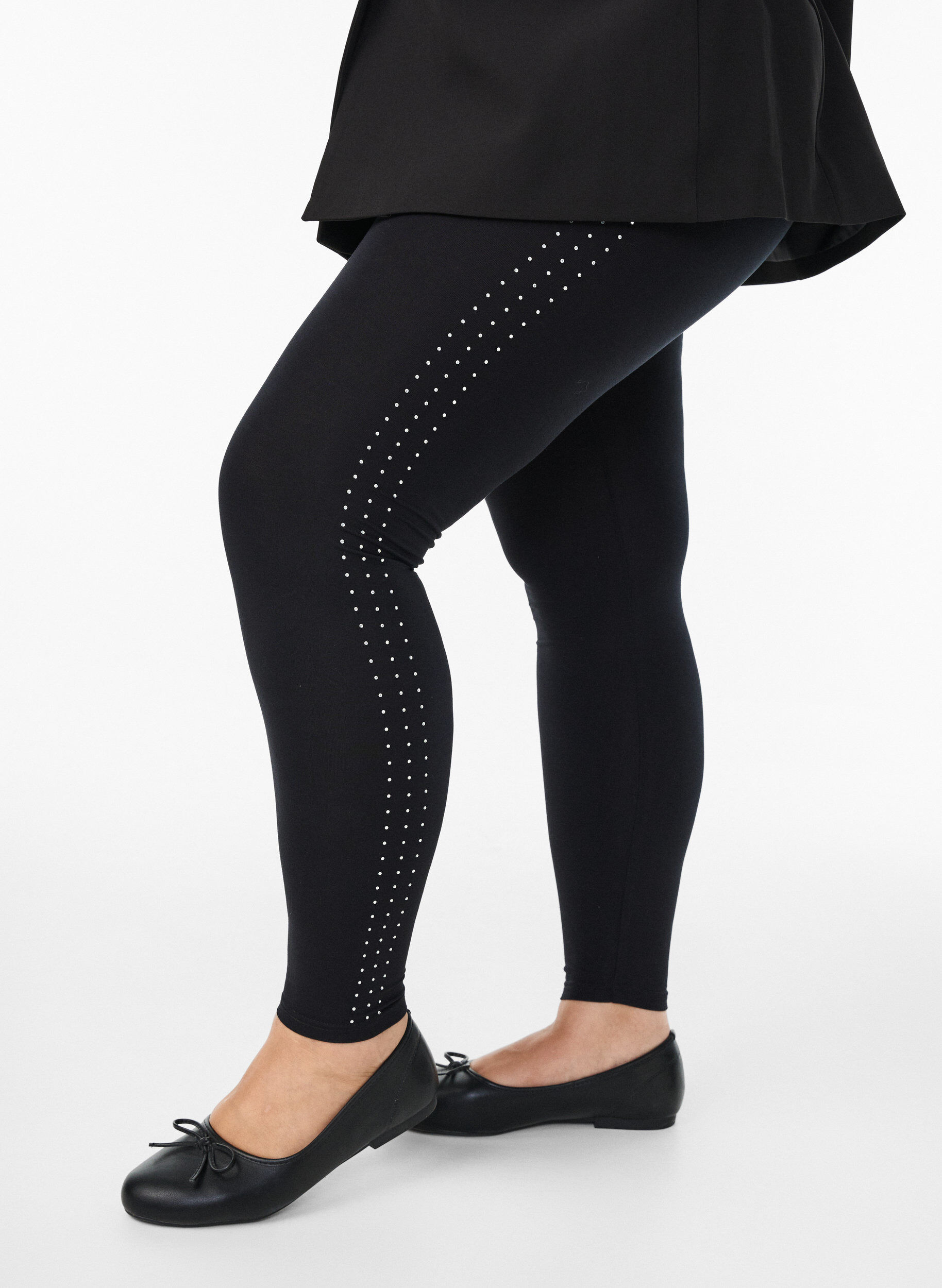 Leggings med strassdetaljer, Svart, Model
