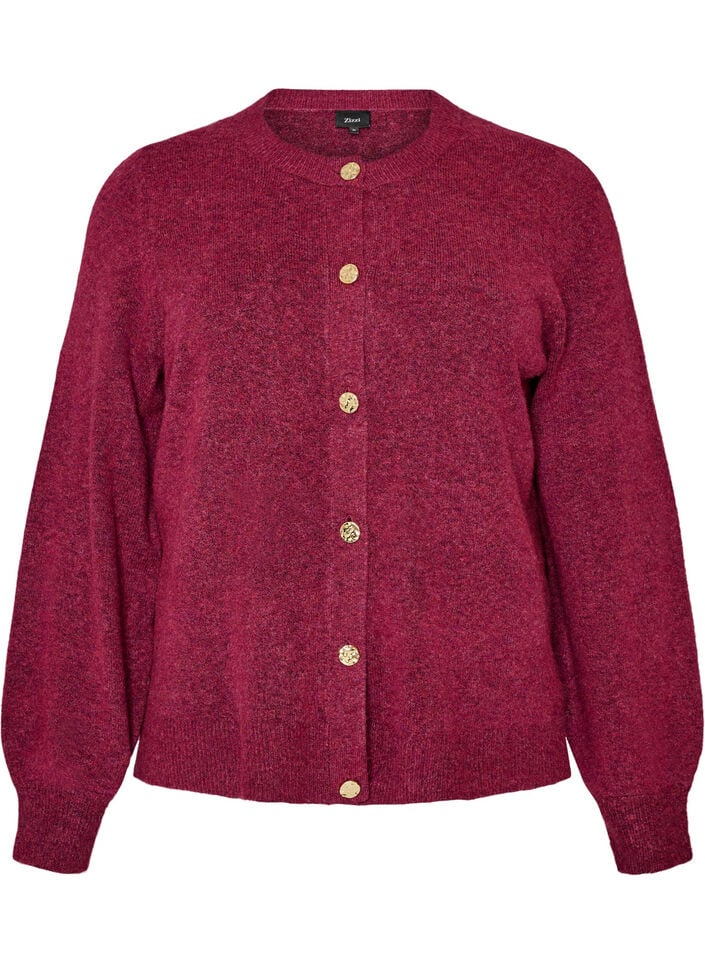 Kofta i mjukt stickat med guldf&auml;rgade knappar, Rosa, Packshot image number 0