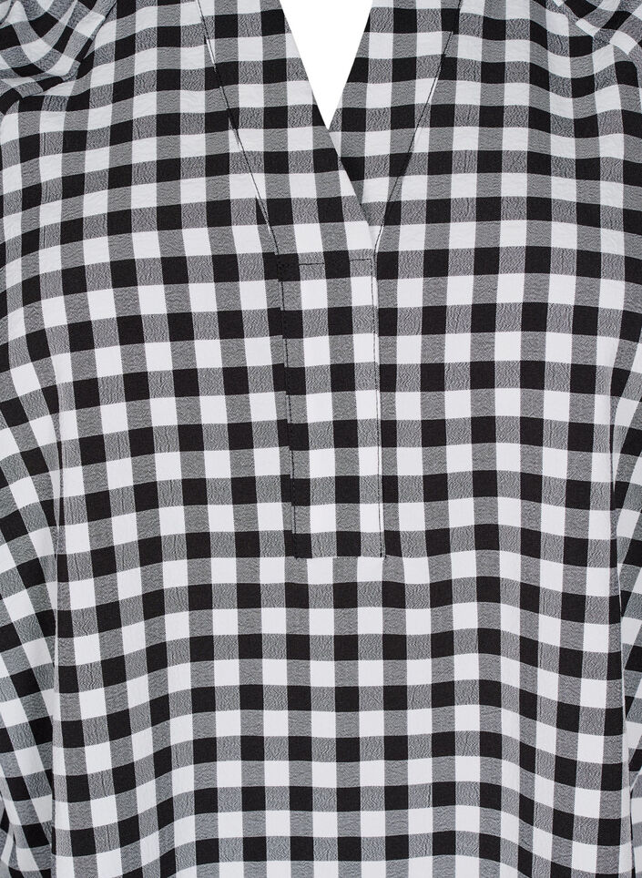 Rutig tunika med V-ringning, Black/W. Gingham, Packshot image number 2
