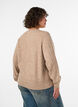 Fl&auml;tstickad kofta med p&auml;rlknappar, Beige, Model image number 2