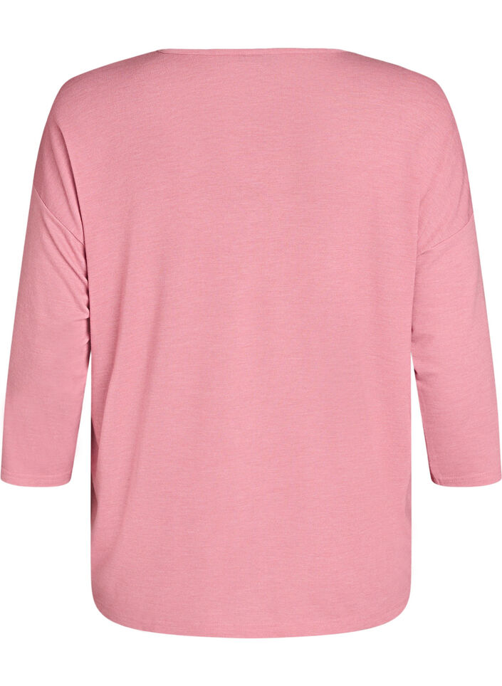 Jerseyblus med 3/4-&auml;rm, Rosa, Packshot image number 1