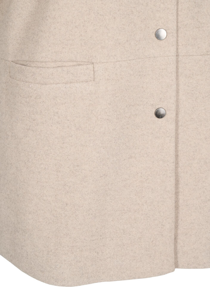 Kortapp i ull-look med korta ärmar, Simply Taupe Mel., Packshot image number 3