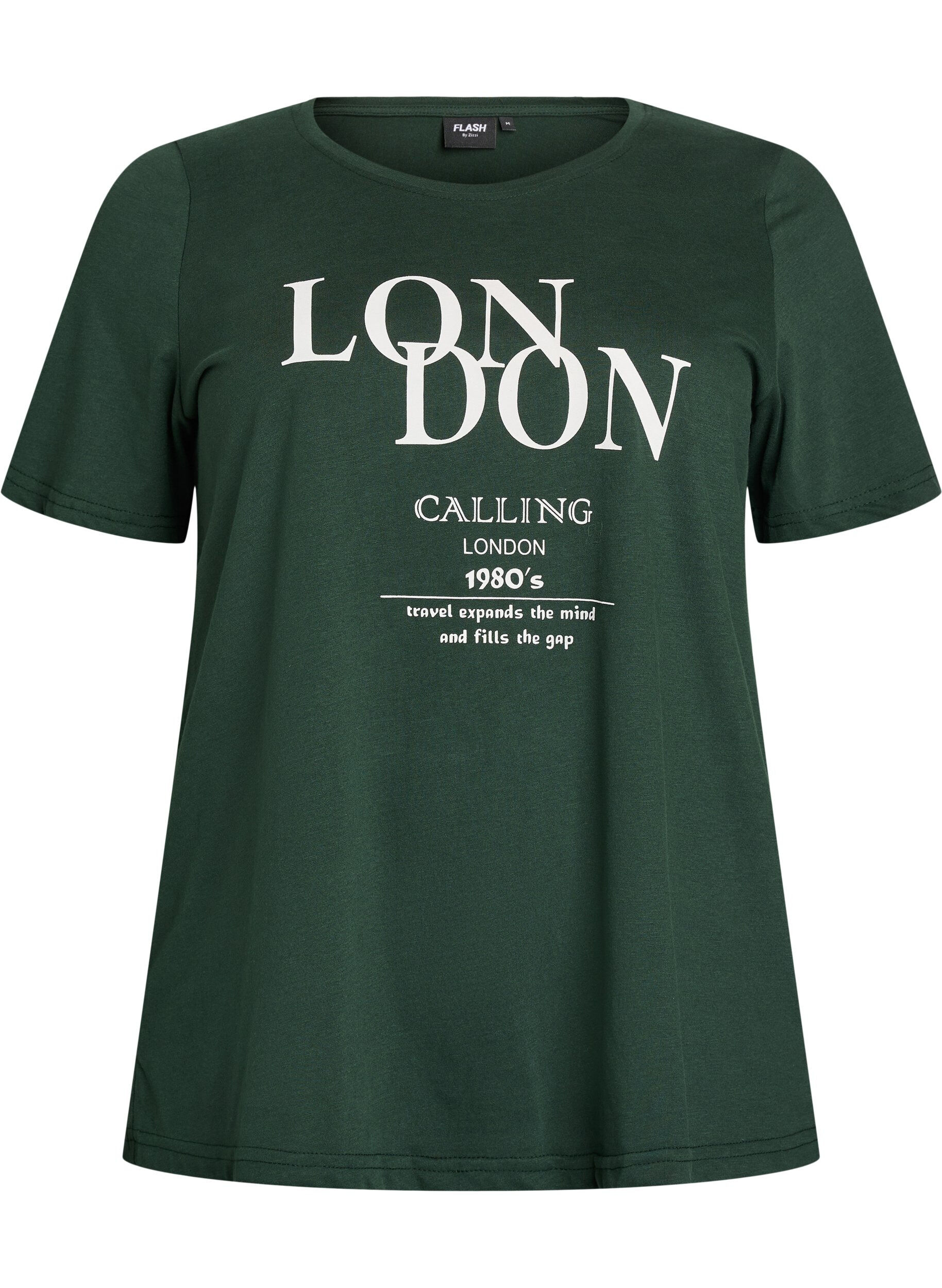 Zizzi FLASH - T-shirt med tryck, Gr&ouml;n, Packshot image number 0