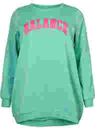 Lång sweatshirt med texttryck, Neptune Green 
