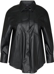 Skjortjacka i imiterad läder, Black