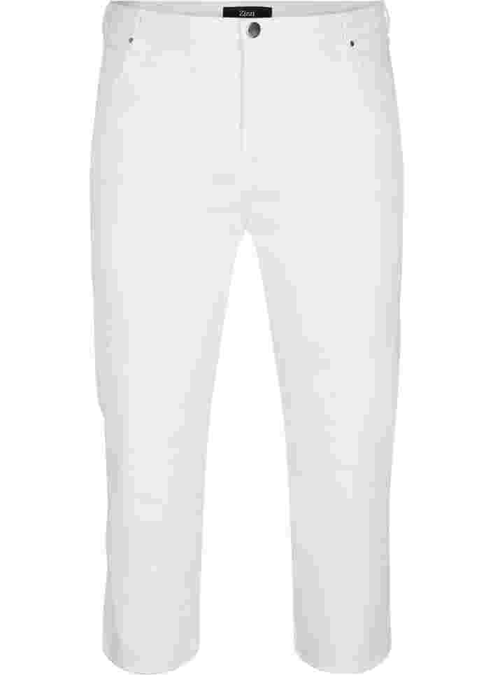 Croppade jeans med råa kanter och hög midja, White, Packshot image number 0