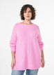 Stickad tr&ouml;ja med diagonalt m&ouml;nster och raglan&auml;rmar, Rosa, Model image number 0