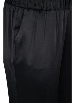 Byxor i lös passform med fickor och resårkant, Black, Packshot image number 2