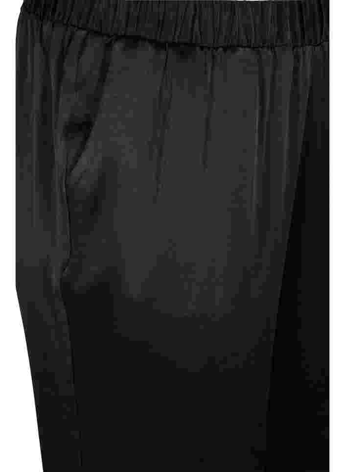 Byxor i lös passform med fickor och resårkant, Black, Packshot image number 2