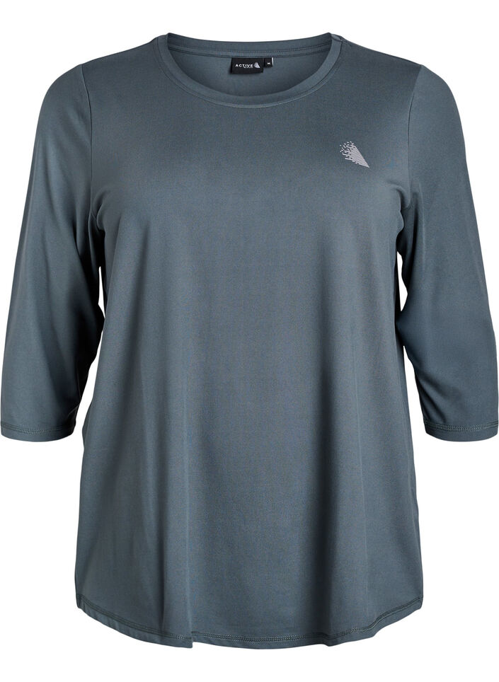 Tr&auml;ningsblus med trekvarts&auml;rm, Gr&aring;, Packshot image number 0