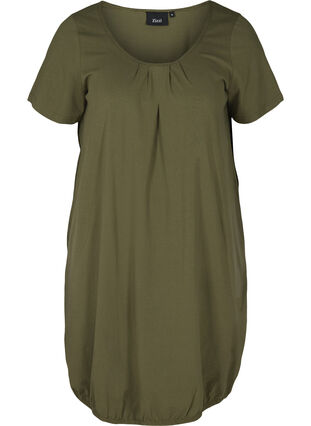 Kortärmad klänning i bomull, Ivy Green, Packshot image number 0