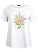 T-shirt i ekologisk bomull med blommigt tryck, B. White w. Flower, Packshot image number 0
