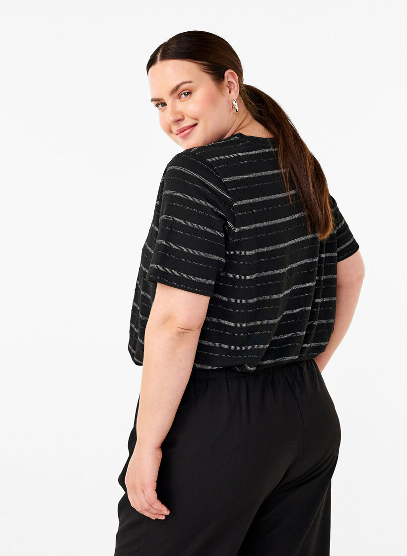 T-shirt med silverglitter, Black w. Silver, Model image number 1